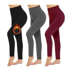 3 Pack Women’s Fleece Lined Leggings High Waist Stretchy warm Leggings one size